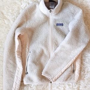 RETRO-X PATAGONIA OFF WHITE LIGHTWEIGHT SHERPA ZIP UP ♡
